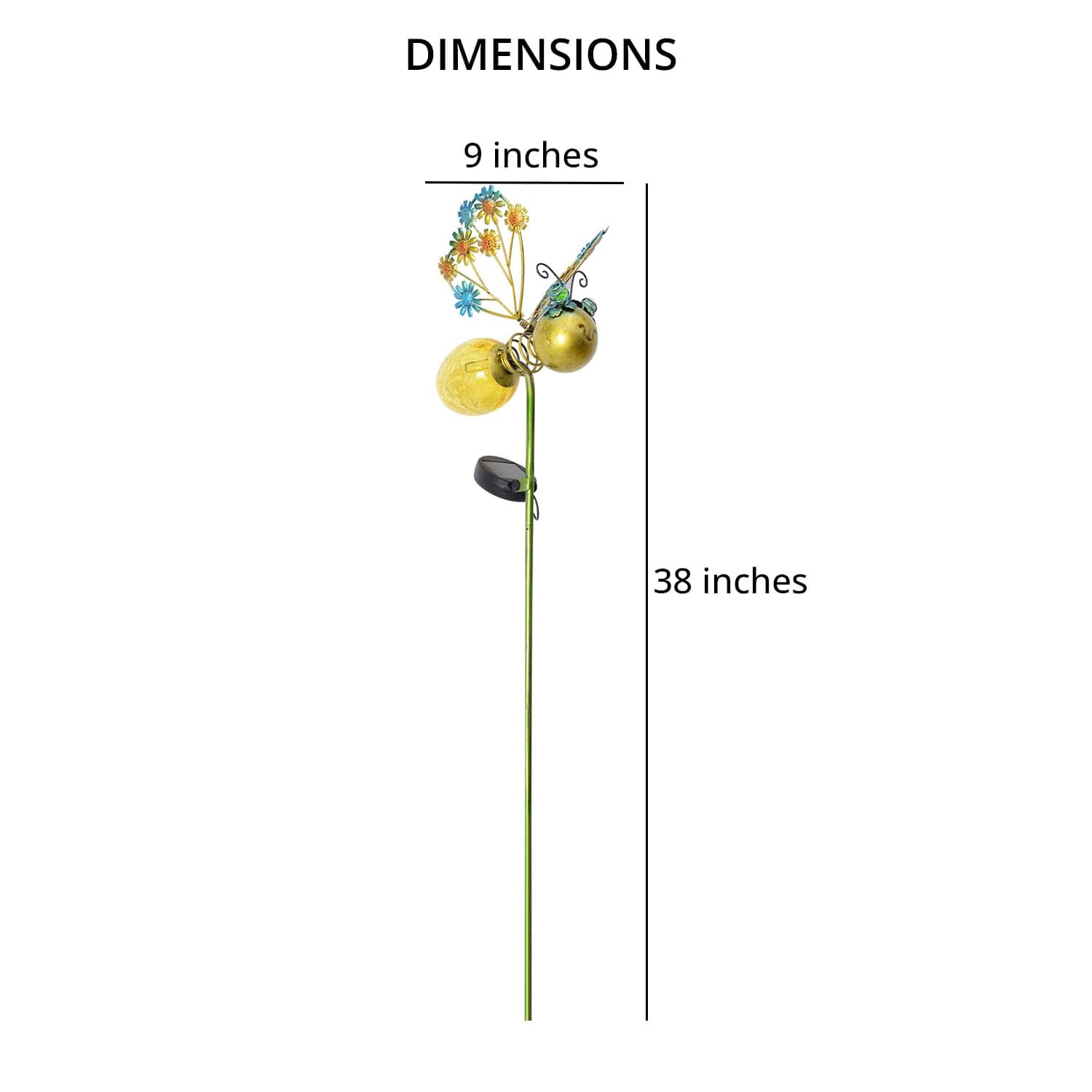Yellow Bee Decorations Garden Stakes Solar Lights Outdoor Color Changing LED Light, Auto On/Off Metal Yard Art Solar Garden Decor for Outside - 9 inches x 38 inches Christmas Gifts - Image 3